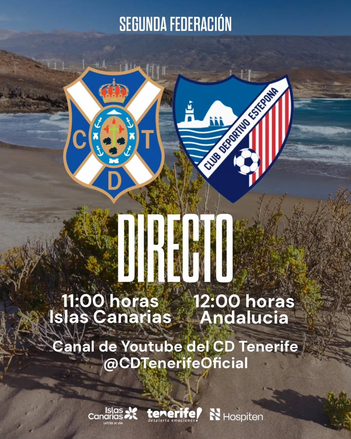 Imagen de la noticia: CD Tenerife - CD Estepona: dónde ver gratis, en directo y con imagen el partido de Segunda Federación